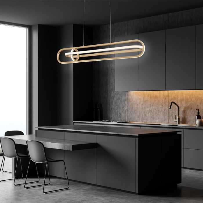 Eurofase Demark Matte Gold Modern Linear Pendant Chandelier