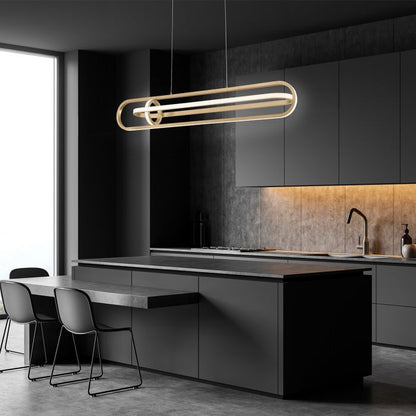Eurofase Demark Matte Gold Modern Linear Pendant Chandelier