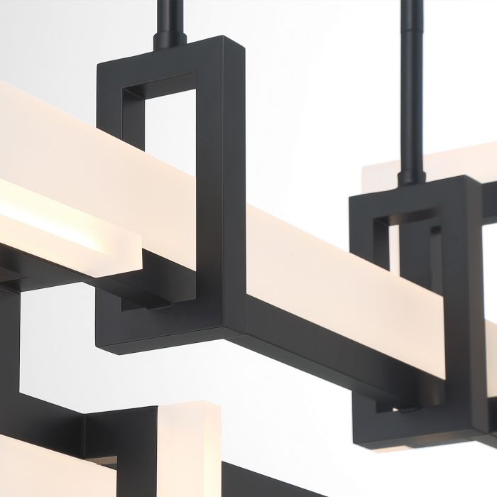 Eurofase Inizio Matte Black Modern Small Linear Pendant Chandelier