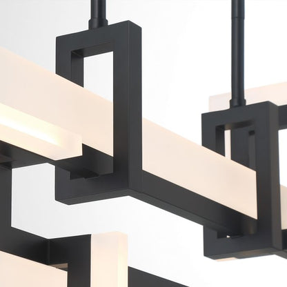 Eurofase Inizio Matte Black Modern Small Linear Pendant Chandelier