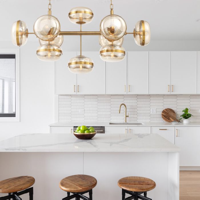 Eurofase Nottingham 10-Light Antique Brass Linear Pendant Chandelier