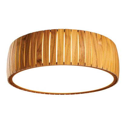Accord Lighting Barrel LED Teak Veneer Flush Mount Chandelier