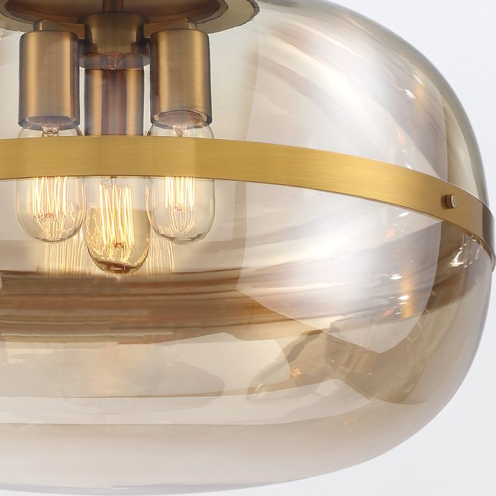 Eurofase Nottingham 3-Light Antique Brass Globe Pendant Chandelier