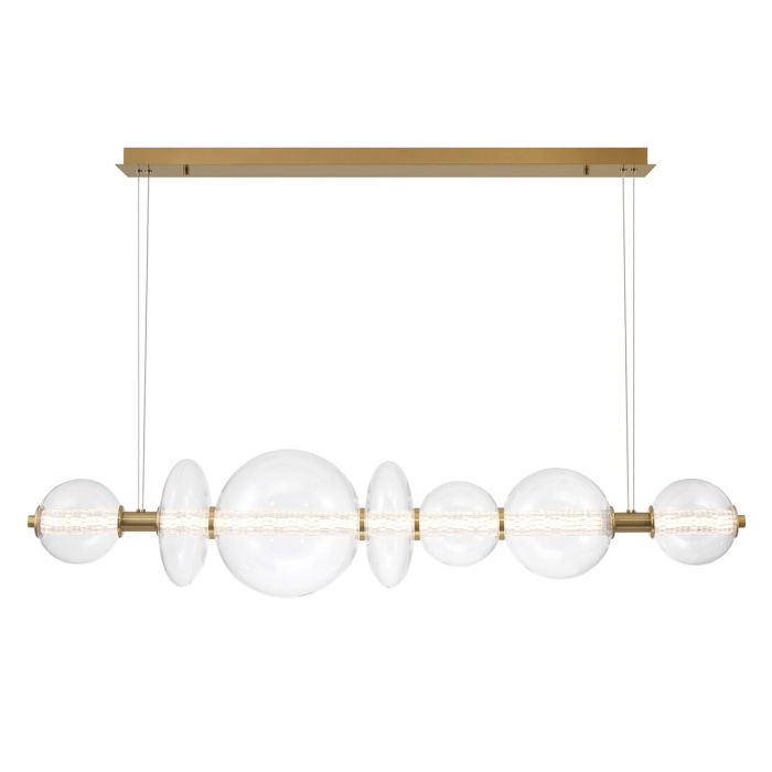 Eurofase Atomo 7-Light Brushed Gold Linear Island Pendant Chandelier