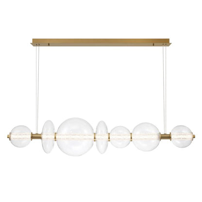 Eurofase Atomo 7-Light Brushed Gold Linear Island Pendant Chandelier