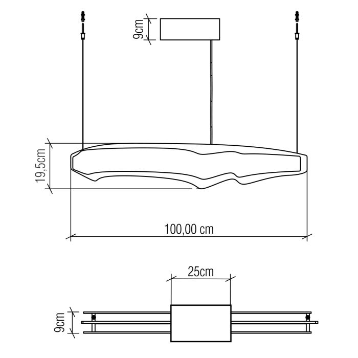 Accord Lighting Horizon LED 100cm Teak Veneer Linear Pendant Chandelier