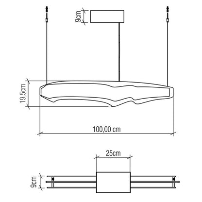 Accord Lighting Horizon LED 100cm Teak Veneer Linear Pendant Chandelier
