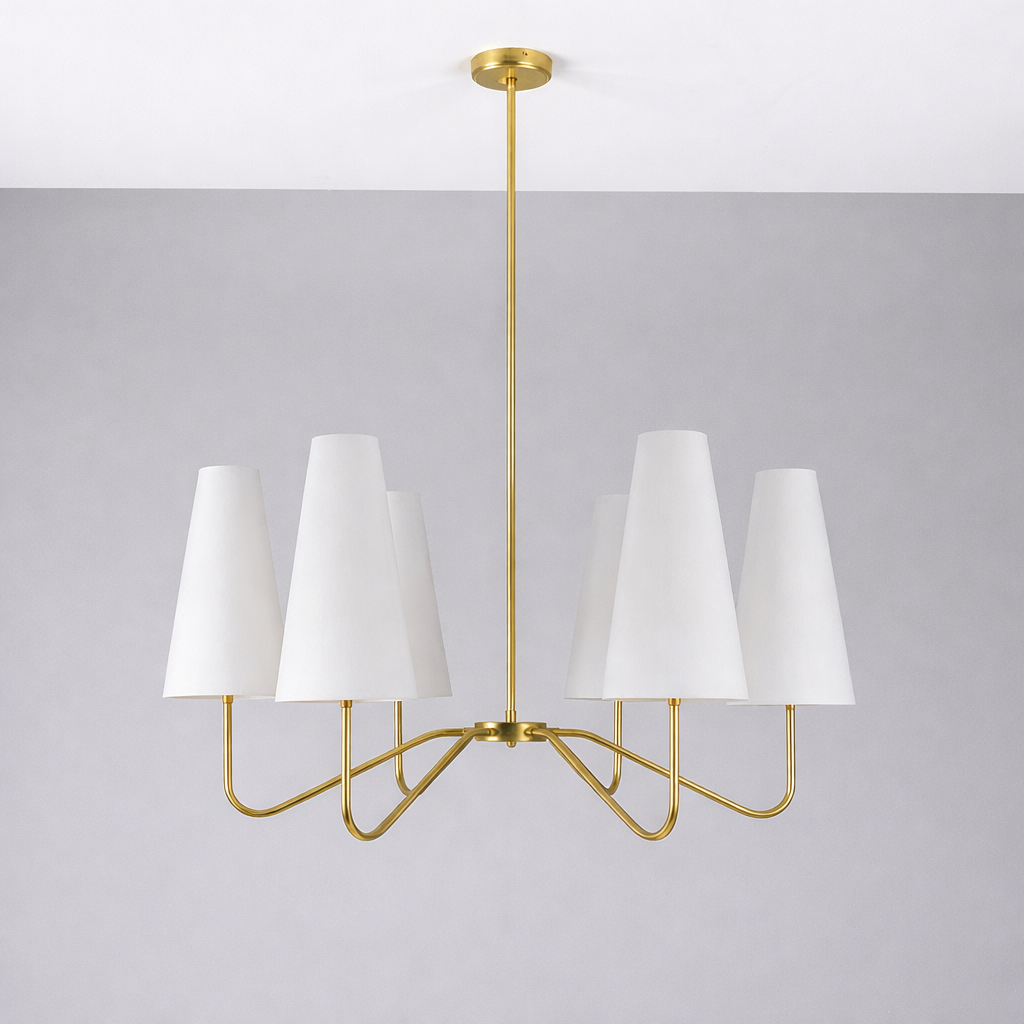 Mullan Lighting Para 6-Light Modern Brass Chandelier with Fabric Shades