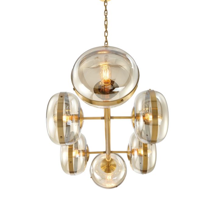 Eurofase Nottingham 6-Light Antique Brass Linear Pendant Chandelier