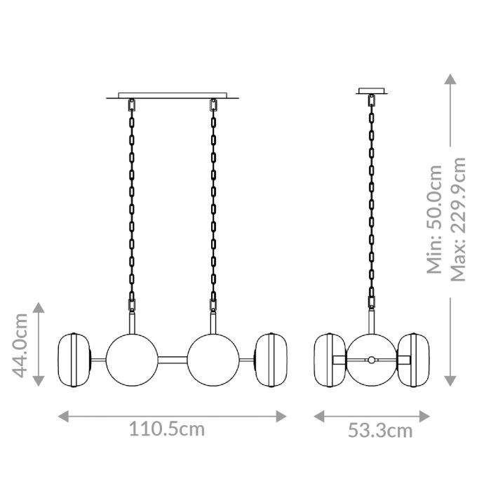 Eurofase Nottingham 6-Light Antique Brass Linear Pendant Chandelier