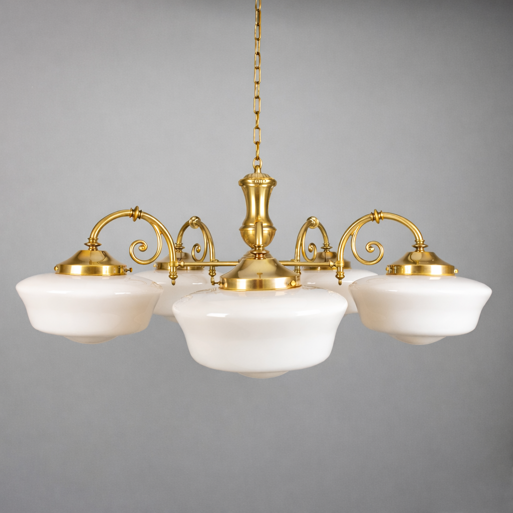 Mullan Lighting Clones 5-Light Schoolhouse Brass Chandelier