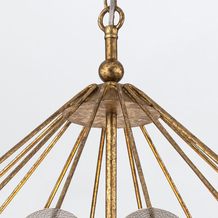 Quintiesse Meridian 3-Light Distressed Gold & Smoked Glass Pendant Chandelier