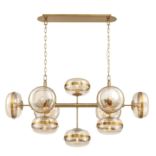 Eurofase Nottingham 10-Light Antique Brass Linear Pendant Chandelier