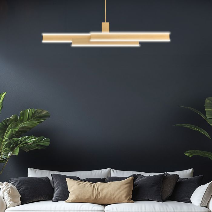 Eurofase Cameno Matte Gold Modern Linear Pendant Chandelier
