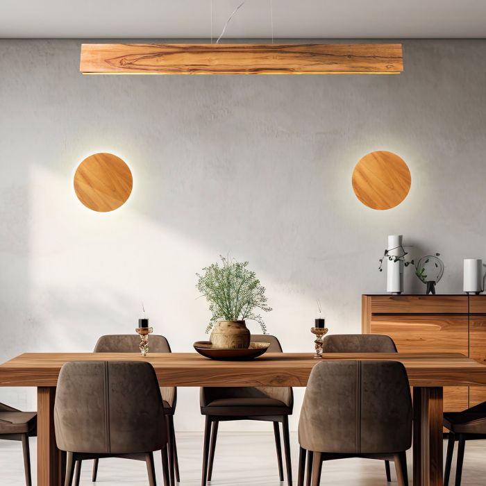 Accord Lighting Clean LED Teak Veneer Linear Pendant Chandelier