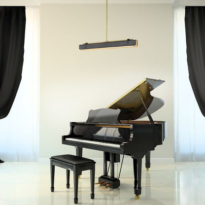 Alora Valise 1-Light Vintage Brass & Tuxedo Leather Linear LED Island Pendant Chandelier