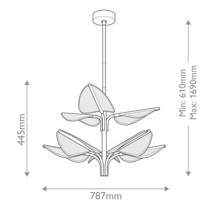 Alora Floriana 8-Light Leaf Natural Brass LED Modern Chandelier