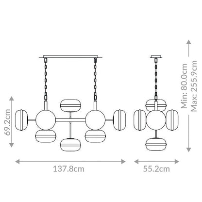 Eurofase Nottingham 10-Light Antique Brass Linear Pendant Chandelier