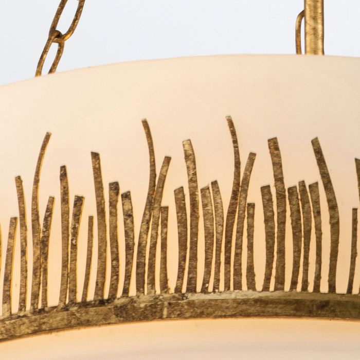 Quintiesse Sawgrass 3-Light Gold Leaf with Antique Glaze Large Drum Chandelier