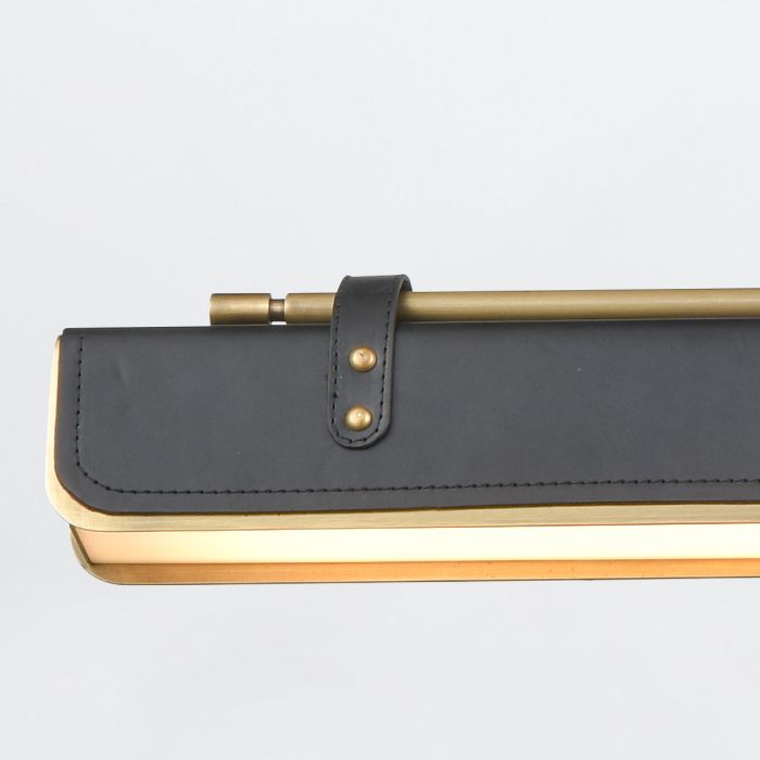Alora Valise 1-Light Vintage Brass & Tuxedo Leather Linear LED Island Pendant Chandelier