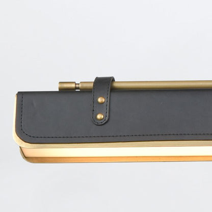 Alora Valise 1-Light Vintage Brass & Tuxedo Leather Linear LED Island Pendant Chandelier