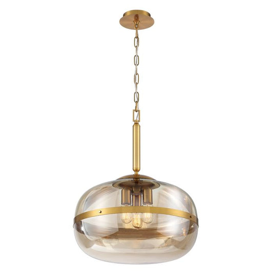 Eurofase Nottingham 3-Light Antique Brass Globe Pendant Chandelier