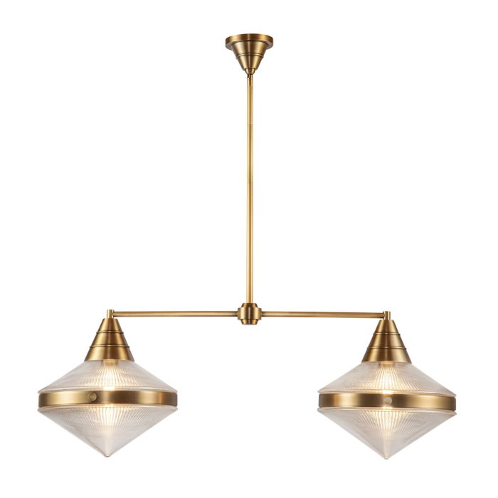 Alora Willard 2-Light Vintage Brass Linear Island Pendant Chandelier