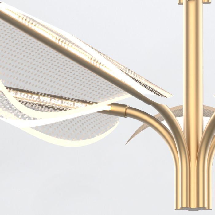 Alora Floriana 8-Light Leaf Natural Brass LED Modern Chandelier