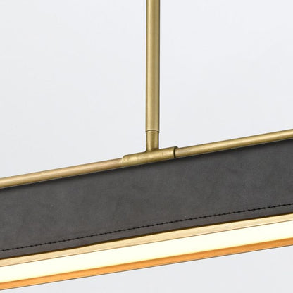 Alora Valise 1-Light Vintage Brass & Tuxedo Leather Linear LED Island Pendant Chandelier