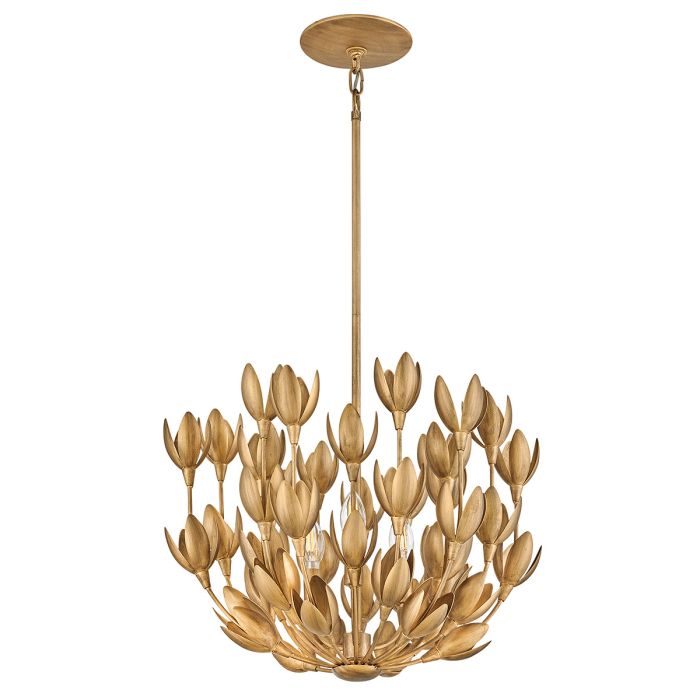 Hinkley Flora 3-Light Burnished Gold Modern Duo-Mount Pendant Chandelier