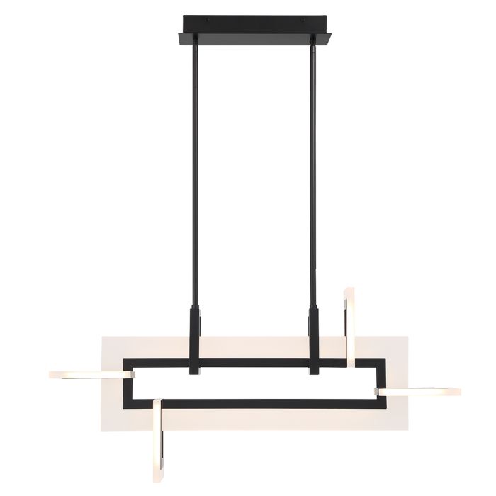 Eurofase Inizio Matte Black Modern Small Linear Pendant Chandelier