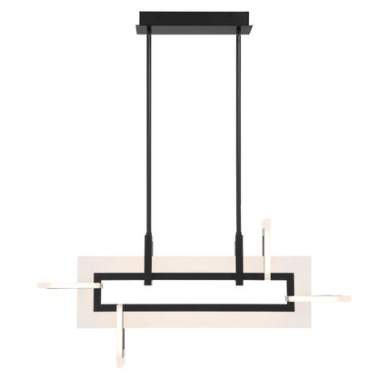 Eurofase Inizio Matte Black Modern Small Linear Pendant Chandelier