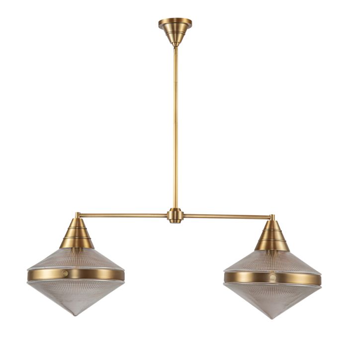 Alora Willard 2-Light Vintage Brass Linear Island Pendant Chandelier