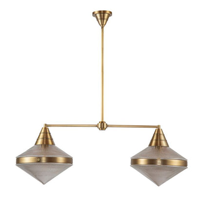 Alora Willard 2-Light Vintage Brass Linear Island Pendant Chandelier