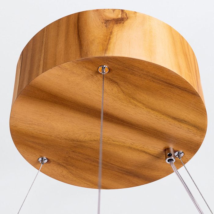 Accord Lighting Horizon LED Teak Veneer Large Ring Pendant Chandelier