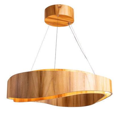 Accord Lighting Horizon LED Teak Veneer Large Ring Pendant Chandelier