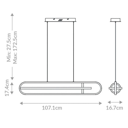 Eurofase Demark Matte Black Modern Linear Pendant Chandelier