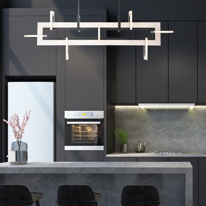 Eurofase Inizio Matte Black Modern Medium Linear Pendant Chandelier