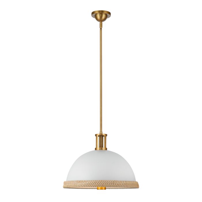 Alora Doral 2-Light Matte White/Vintage Brass Modern Pendant Chandelier