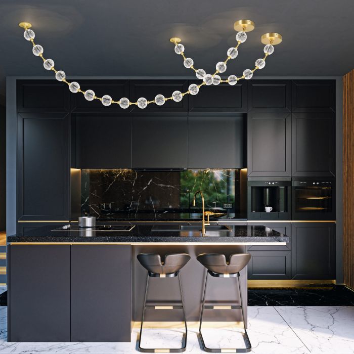 Alora Marni 8-Head Natural Brass LED Modern Pendant Chandelier