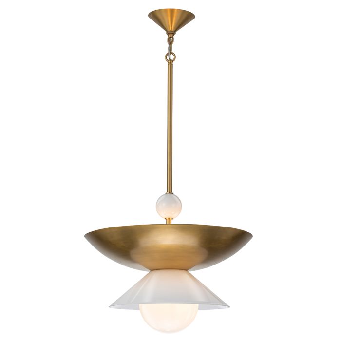 Quintiesse Saucer 4-Light Aged Brass Modern Pendant Chandelier