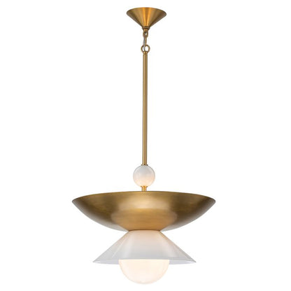 Quintiesse Saucer 4-Light Aged Brass Modern Pendant Chandelier