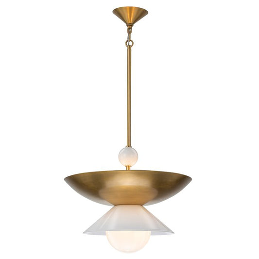 Quintiesse Saucer 4-Light Aged Brass Modern Pendant Chandelier
