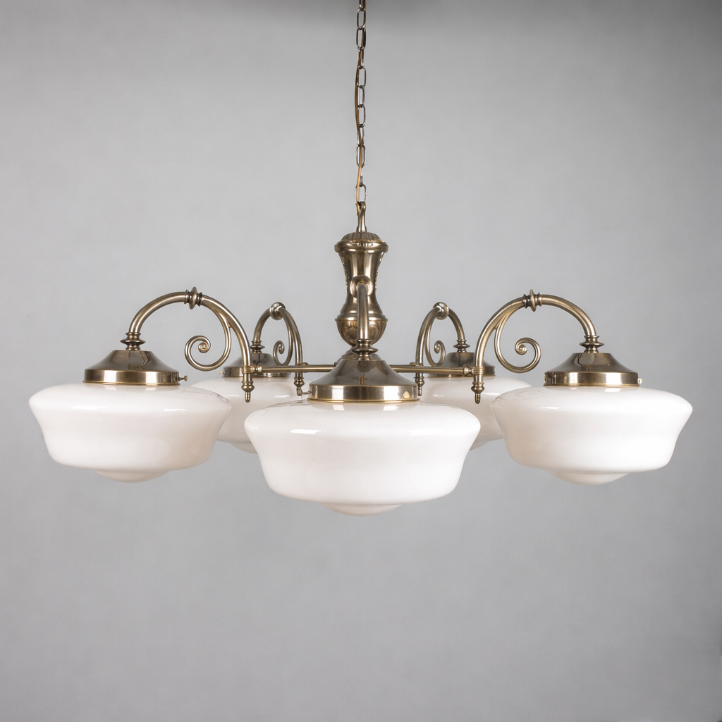 Mullan Lighting Clones 5-Light Schoolhouse Brass Chandelier