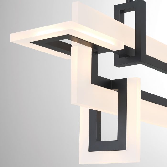 Eurofase Inizio Matte Black Modern Small Linear Pendant Chandelier