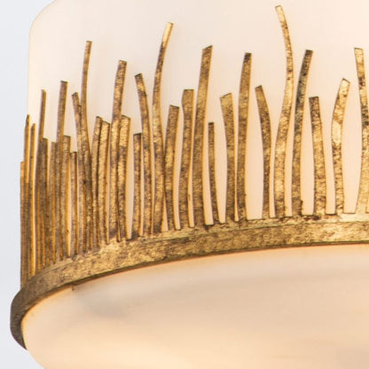 Quintiesse Sawgrass 3-Light Gold Leaf with Antique Glaze Small Drum Chandelier
