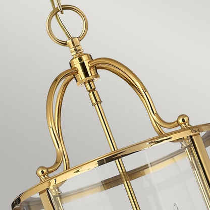 Hinkley Gentry 4-Light Polished Brass Medium Lantern Pendant Chandelier