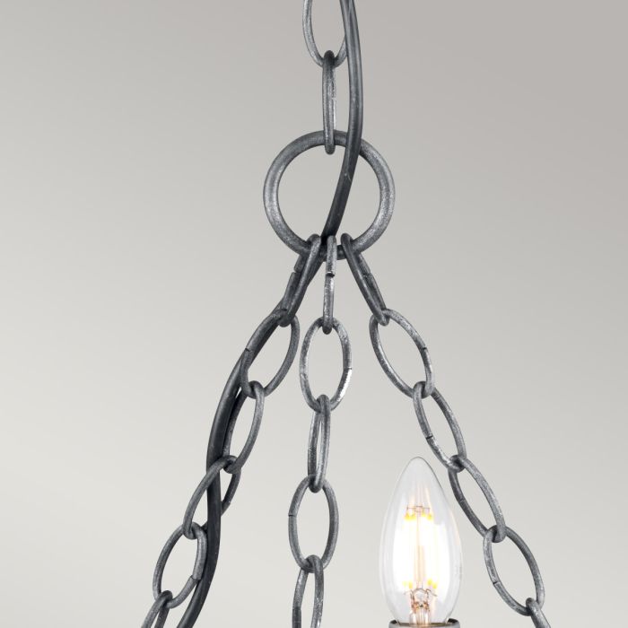 Elstead Lighting Saxon 3-Light Black with Silver Patina Wagon Wheel Chandelier