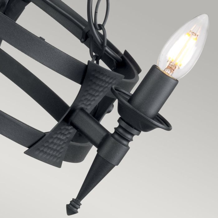 Elstead Lighting Saxon 3-Light Black Wagon Wheel Chandelier