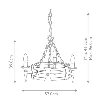Elstead Lighting Saxon 3-Light Black Wagon Wheel Chandelier